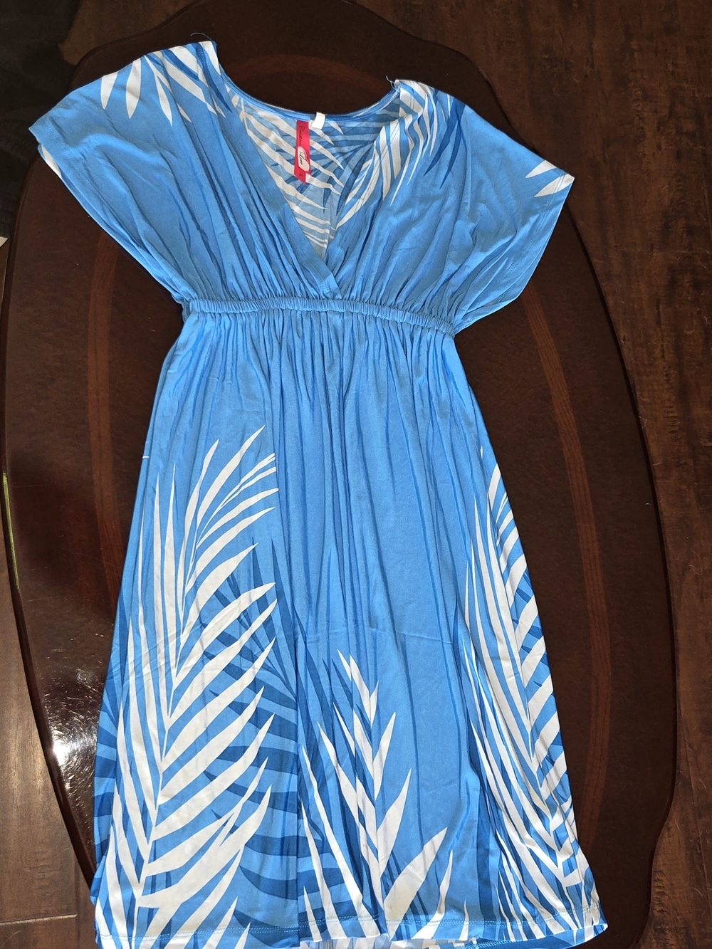 Women's Blue Palm-Print Summer/ Beach Dress Size M